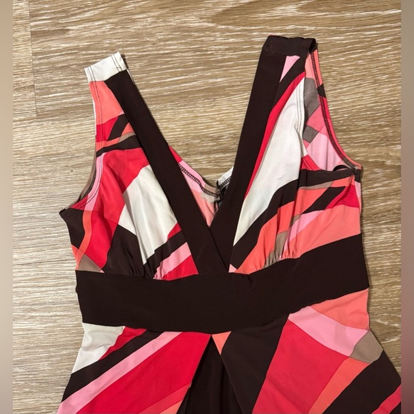 RARE Vintage Y2K Bisou Bisou Pink and Brown Patterned Maxi Dress Sz 6 EUC - Picture 2 of 6